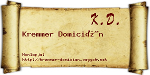 Kremmer Domicián névjegykártya